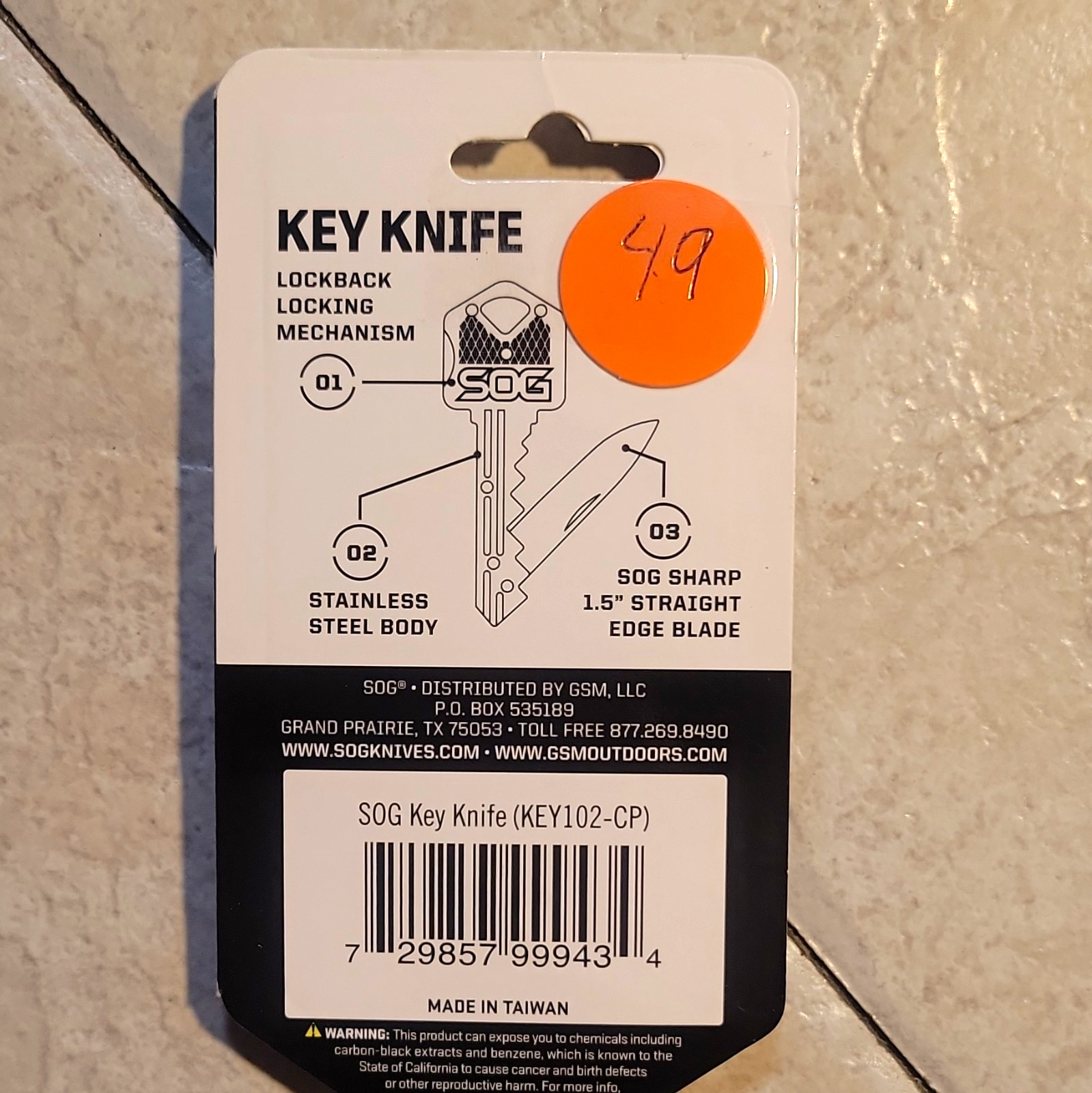 SOG KEY102-CP Manual Straight Plain SS Key Knife Lockback Silver 1-Blade SOG KEY102-CP Manual Straight Plain SS Key Knife Lockback Silver 1-Blade