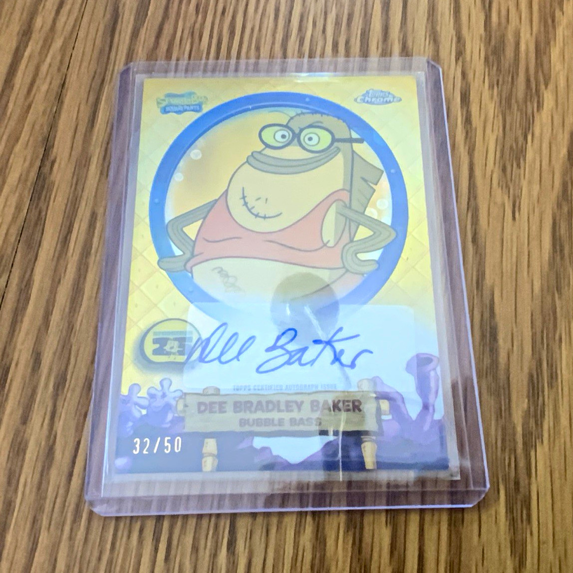 Topps 2025 SpongeBob Chrome Dee Bradley Baker Auto Bubble Bass SA-BB 32/50 Topps 2025 SpongeBob Chrome Dee Bradley Baker Auto Bubble Bass SA-BB 32/50