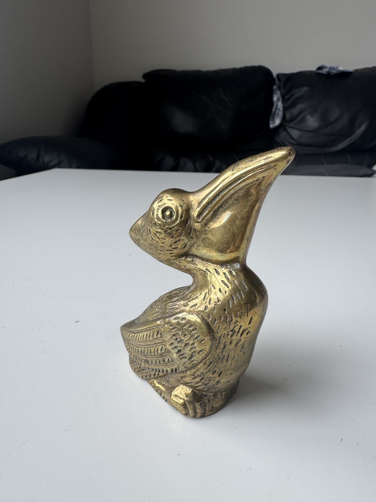 Vintage MCM Brass Pelican Figurine 3 1/2” Tall Paperweight Felt Bottom Desk Vintage MCM Brass Pelican Figurine 3 1/2” Tall Paperweight Felt Bottom Desk