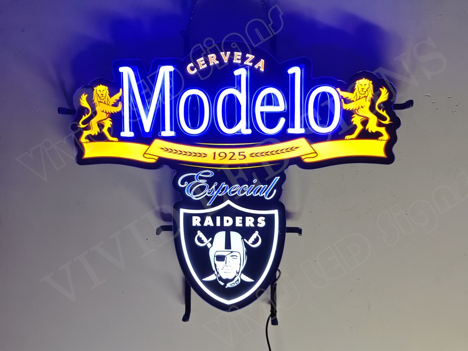 US STOCK Modelo Cerveza Raiders Sports 1925 Vivid LED Neon Sign With Dimmer 24" US STOCK Modelo Cerveza Raiders Sports 1925 Vivid LED Neon Sign With Dimmer 24"