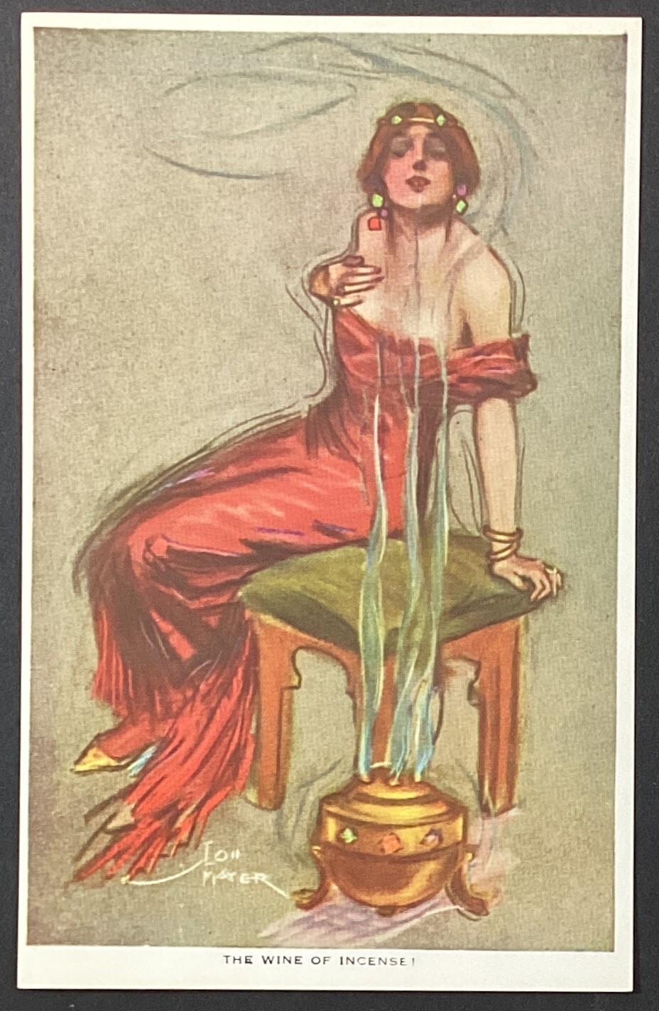 The Wine of Incense by Louis Mayer Pretty Woman Vintage Art Postcard Unposted The Wine of Incense by Louis Mayer Pretty Woman Vintage Art Postcard Unposted
