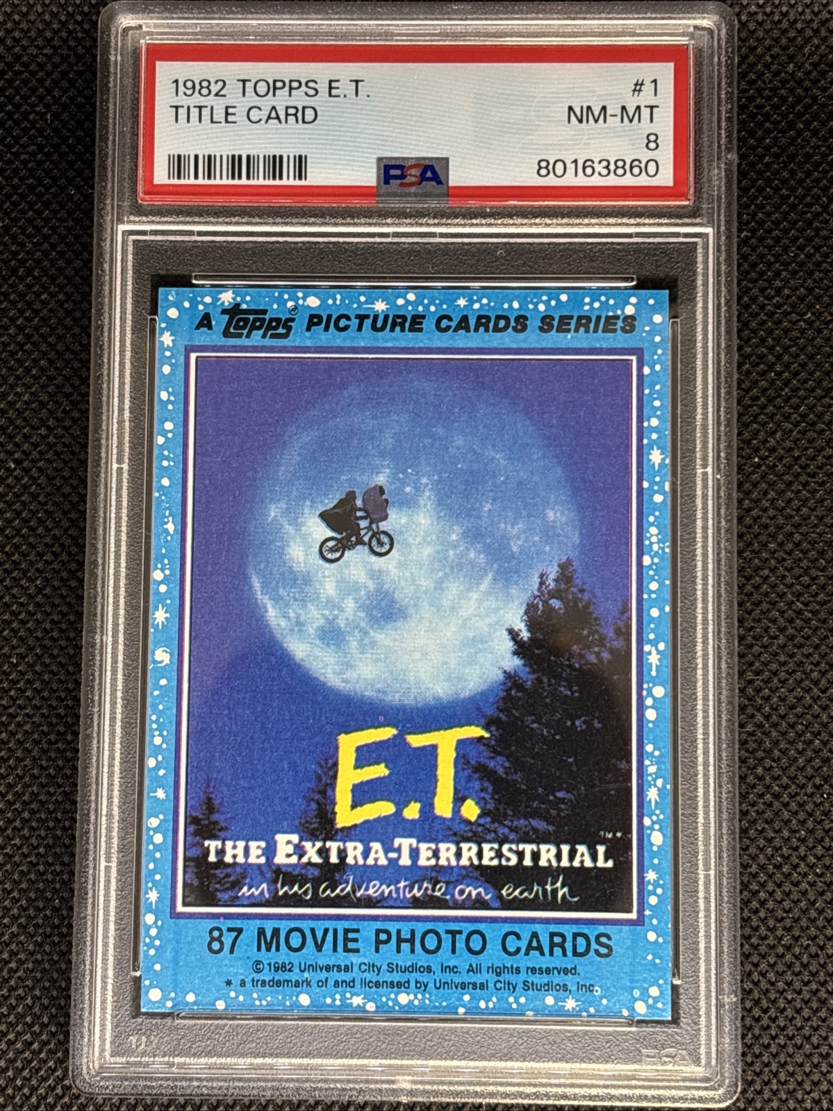 1982 Topps ET E.T. The Extra Terrestrial #1 Title Card PSA 8 NM-MT Rookie Card 1982 Topps ET E.T. The Extra Terrestrial #1 Title Card PSA 8 NM-MT Rookie Card