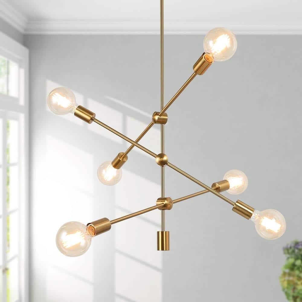 Uolfin Modern Brass Gold Bedroom Chandelier Mila 6Light Sputnik Pendant DIY Tier Uolfin Modern Brass Gold Bedroom Chandelier Mila 6Light Sputnik Pendant DIY Tier