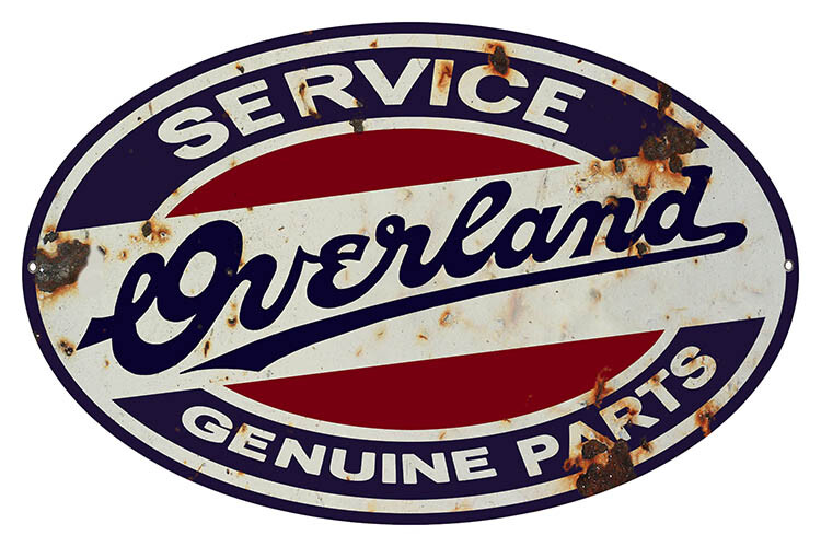 WILLYS OVERLAND SERVICE GENUINE PARTS 18" HEAVY DUTY USA METAL AUTO ADV SIGN WILLYS OVERLAND SERVICE GENUINE PARTS 18" HEAVY DUTY USA METAL AUTO ADV SIGN