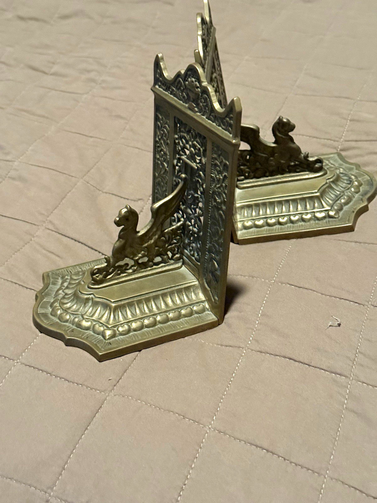 Art Nouveau Dragon Sphinx Chimaera Brass Metal Bookends Pair antique vintage Art Nouveau Dragon Sphinx Chimaera Brass Metal Bookends Pair antique vintage
