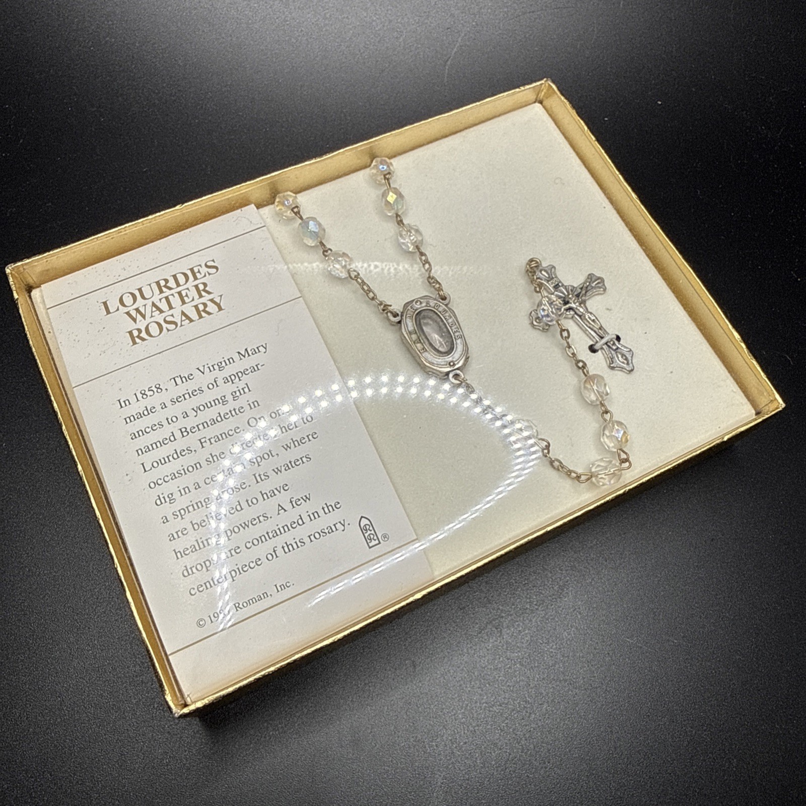 Vtg 1987 Lourdes Water Clear Bead Rosary ~ New In Box/new Old Stock Vtg 1987 Lourdes Water Clear Bead Rosary ~ New In Box/new Old Stock