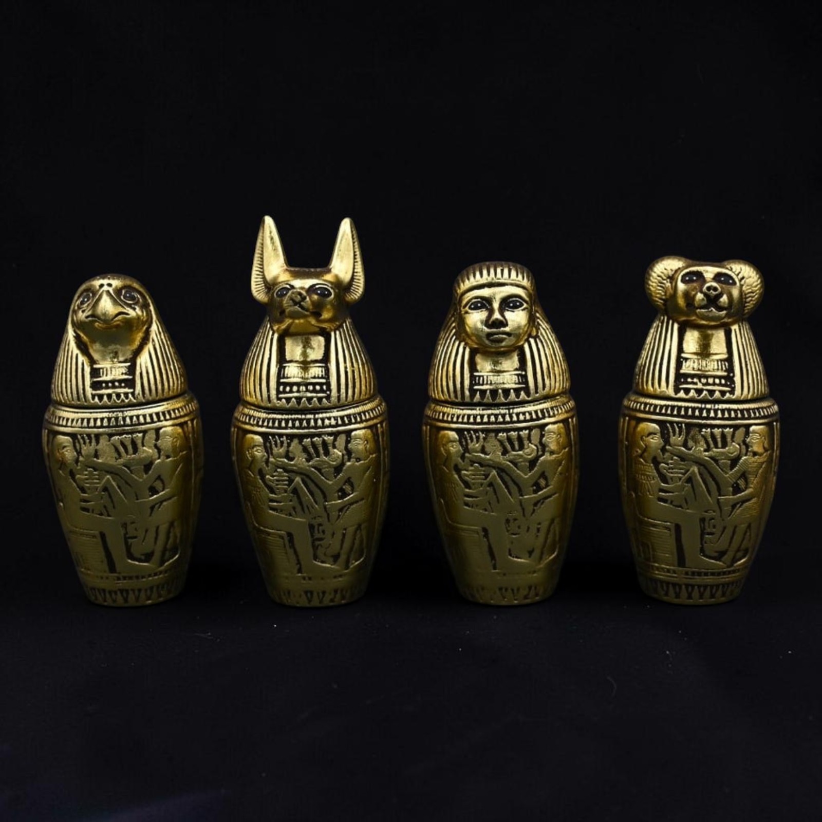 Ancient Egyptian Antique Set Canopic Sons of Horus God Unique Mythology BC Ancient Egyptian Antique Set Canopic Sons of Horus God Unique Mythology BC