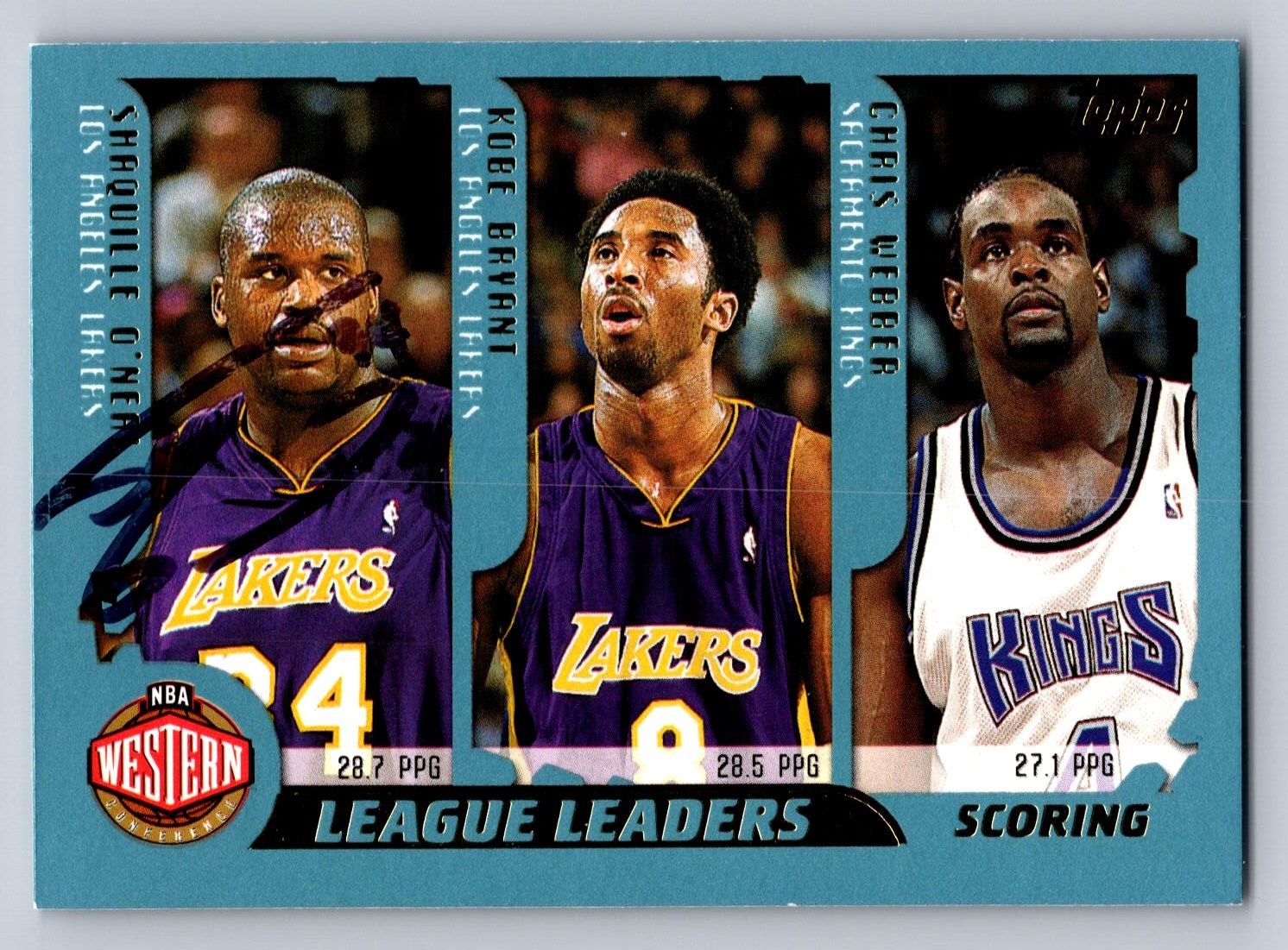 Shaquille O'Neal Autograph 2001 Topps NBA Basketball Card #215 Kobe Bryant Shaquille O'Neal Autograph 2001 Topps NBA Basketball Card #215 Kobe Bryant