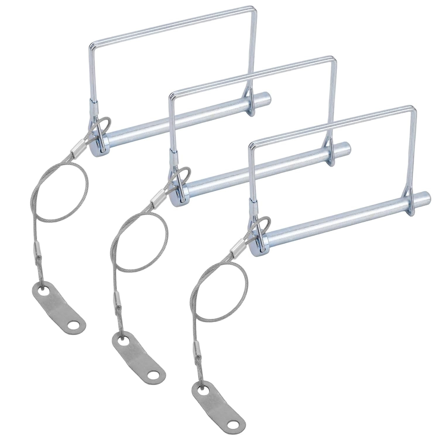 3Pcs 1/4"X4" Trailer Coupler Pins with Anti-Loss Cable, Square Wire Lock 3Pcs 1/4"X4" Trailer Coupler Pins with Anti-Loss Cable, Square Wire Lock