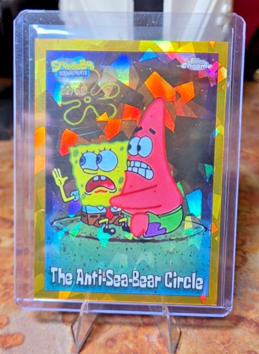 2025 Topps Chrome Sapphire SpongeBob, The Anti-Sea-Bear Circle, Gold /50 2025 Topps Chrome Sapphire SpongeBob, The Anti-Sea-Bear Circle, Gold /50