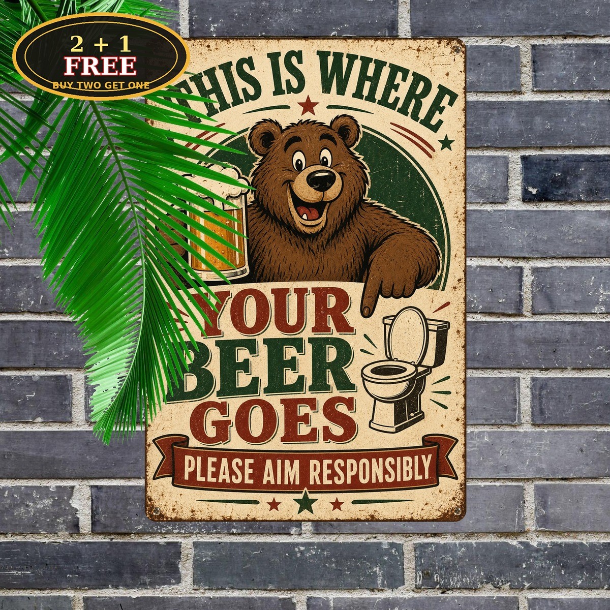 This Is Where Your Beer Goes Bear Graphic Tin Sign Retro Pub Man Cave Decor This Is Where Your Beer Goes Bear Graphic Tin Sign Retro Pub Man Cave Decor