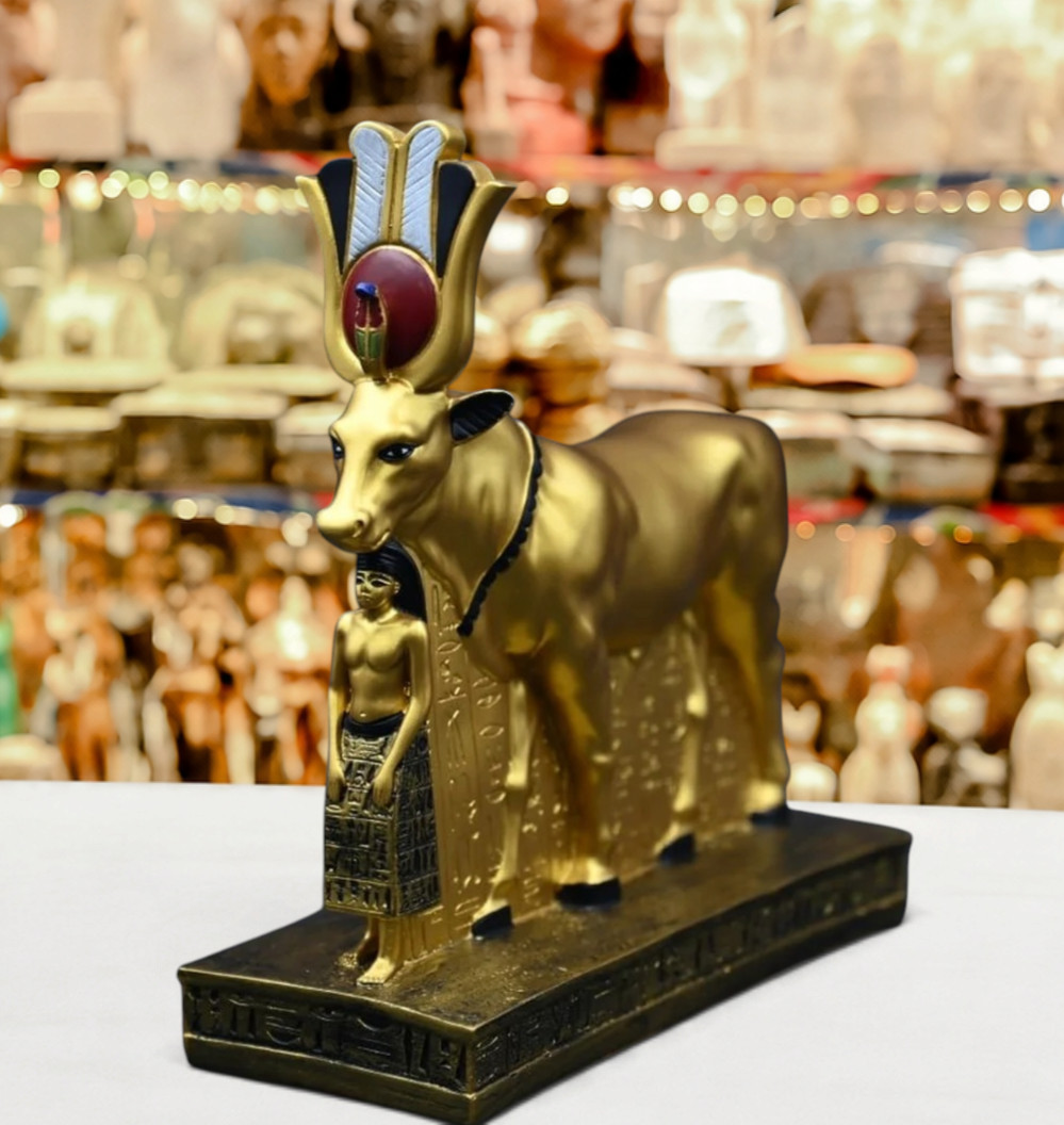 Golden Leaf Goddess of Love and Beauty Ancient Egyptian Hathor Cow Statue Golden Leaf Goddess of Love and Beauty Ancient Egyptian Hathor Cow Statue