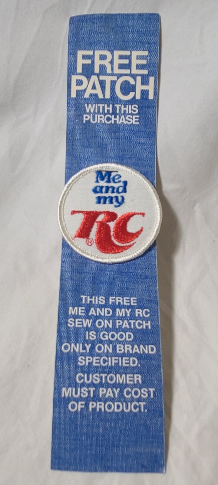 NEW RARE VINTAGE ME AND MY RC COLA SEW ON PATCH THAT CAME FREE WITH PURCHASE