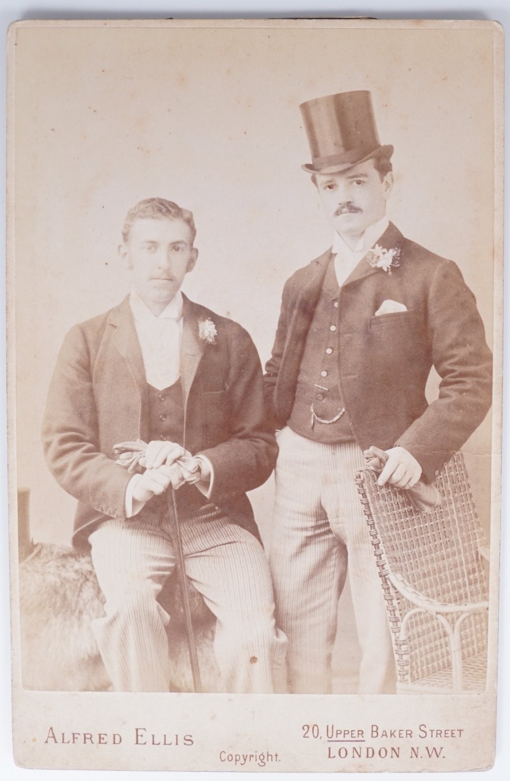 Antique Cabinet Card Circa 1860s Alfred Ellis Men Dapper Suits Top Hat London NW Antique Cabinet Card Circa 1860s Alfred Ellis Men Dapper Suits Top Hat London NW