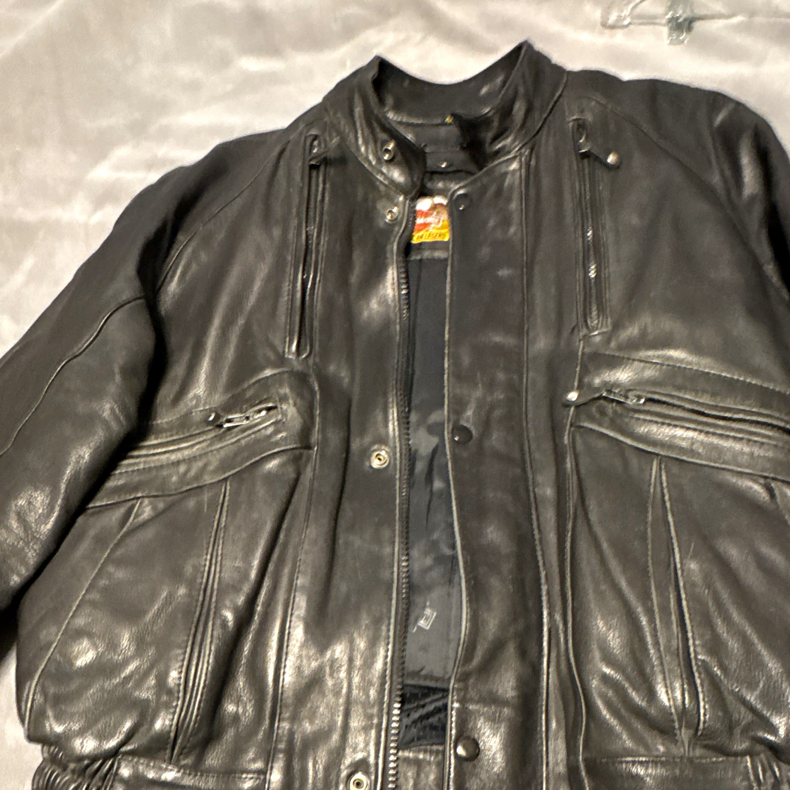 Harley-Davidson Black Leather Motorcycle Jacket Size 44 Made in Korea Harley-Davidson Black Leather Motorcycle Jacket Size 44 Made in Korea