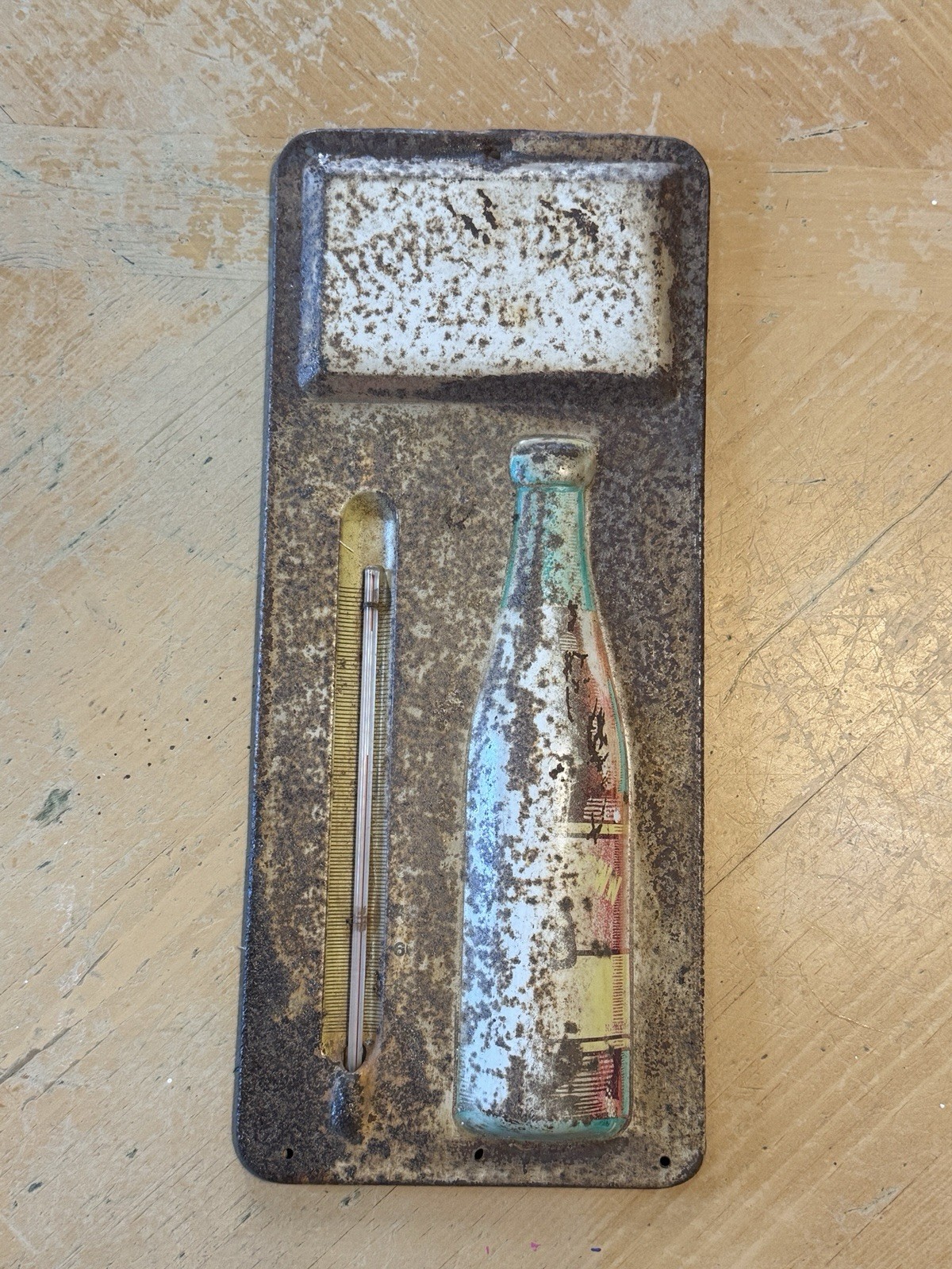 1940's Vintage Royal Crown Cola Embossed Metal Thermometer - RC Cola Thermometer