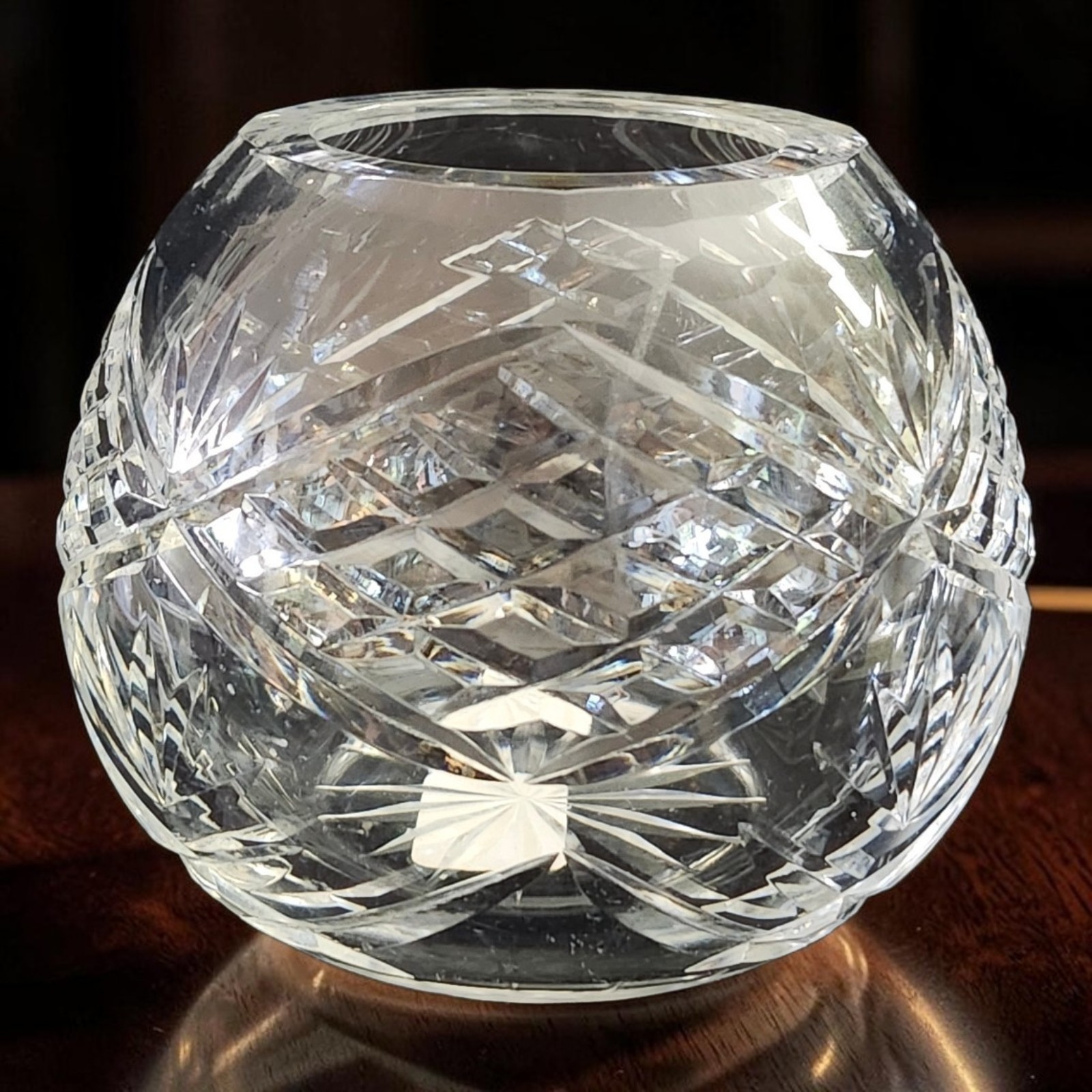 Vtg GODINGER 24% Lead Crystal Rose Bowl Vase Fan & Waffle Design 4" Tall EC Vtg GODINGER 24% Lead Crystal Rose Bowl Vase Fan & Waffle Design 4" Tall EC