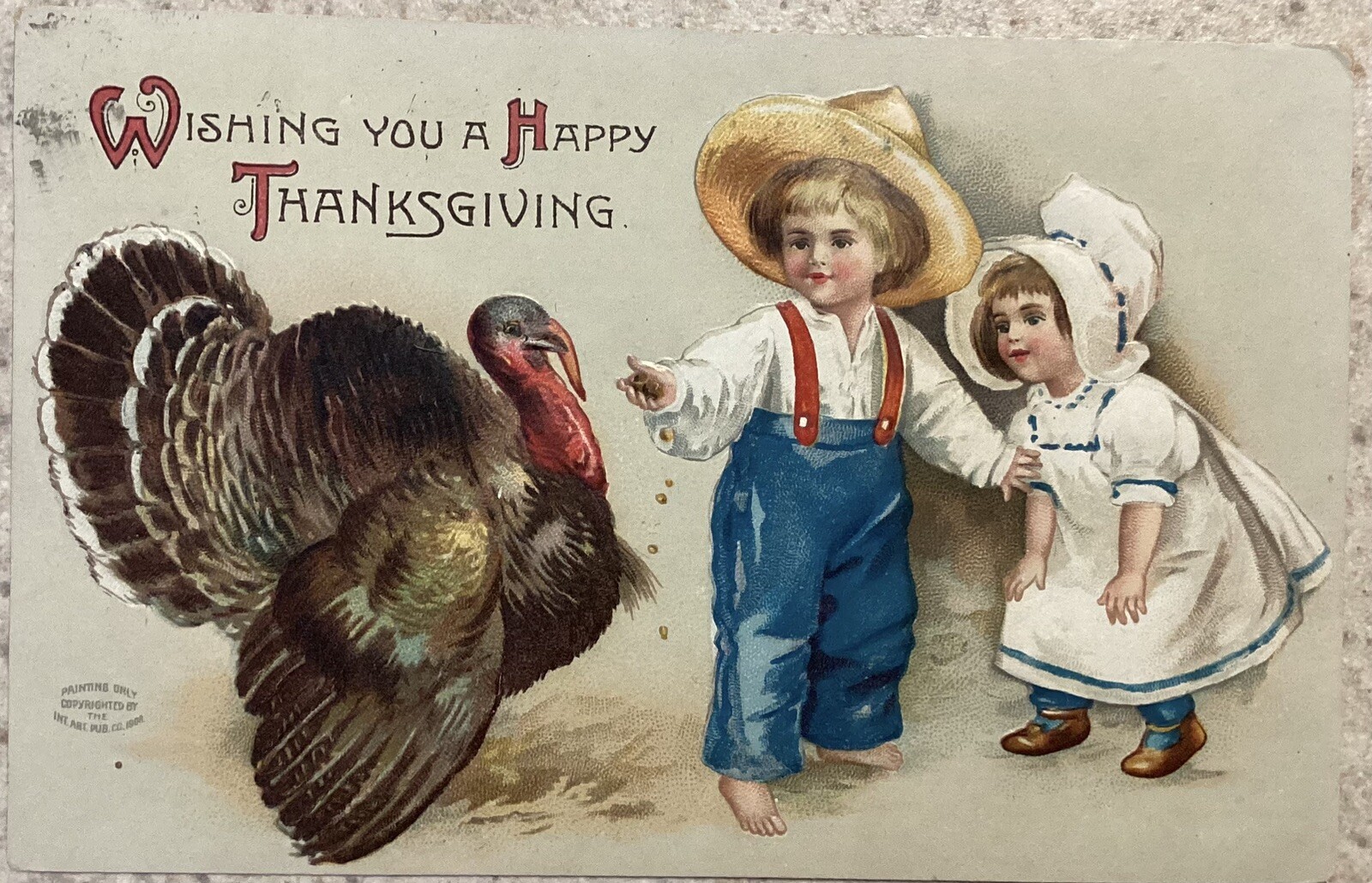 Vtg Embossed Thanksgiving Postcard Children Feeding Turkey A Happy Thanksgiving Vtg Embossed Thanksgiving Postcard Children Feeding Turkey A Happy Thanksgiving