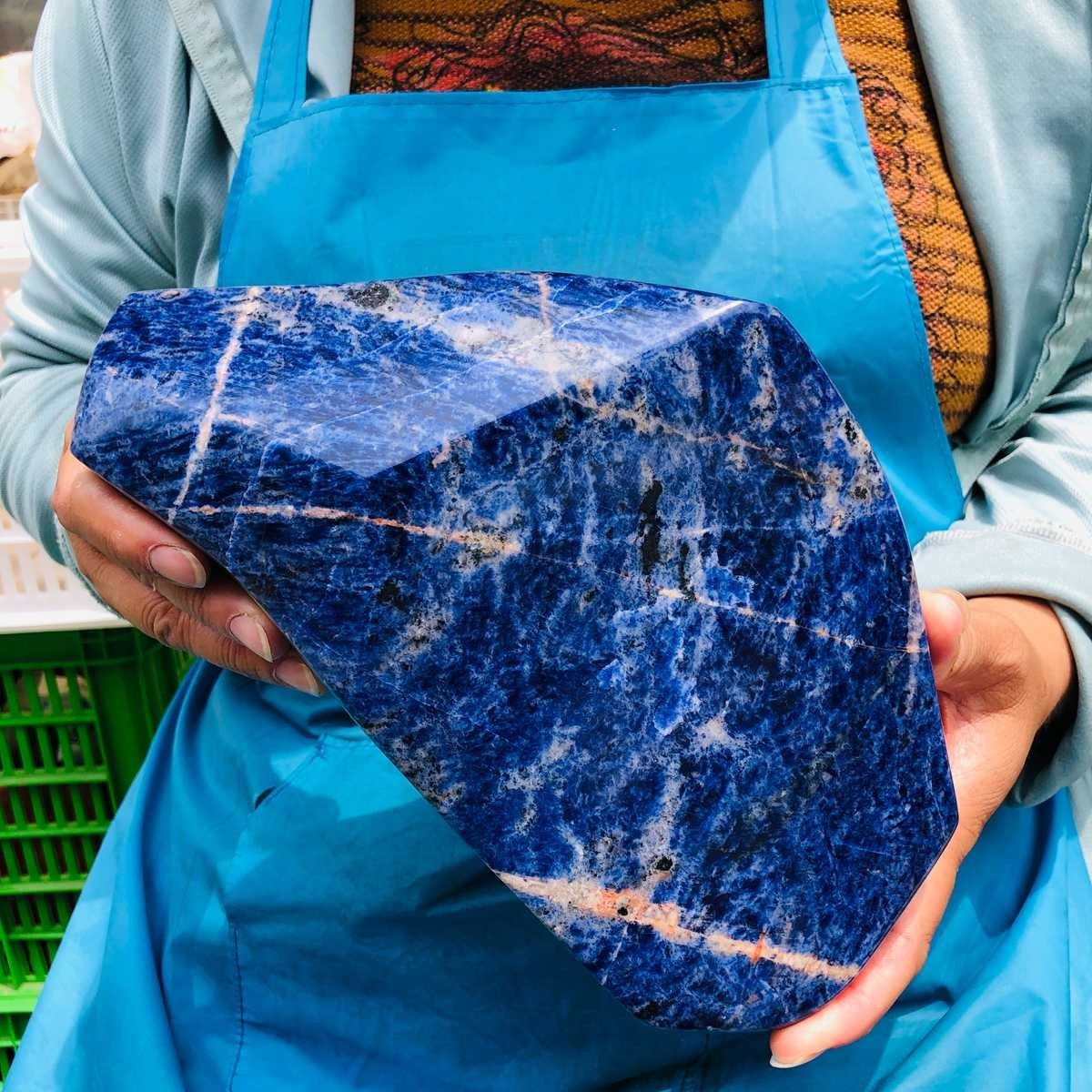 7.39 LB Natural Large Polished Sodalite Freeform Blue Mineral Specimen 5904 7.39 LB Natural Large Polished Sodalite Freeform Blue Mineral Specimen 5904