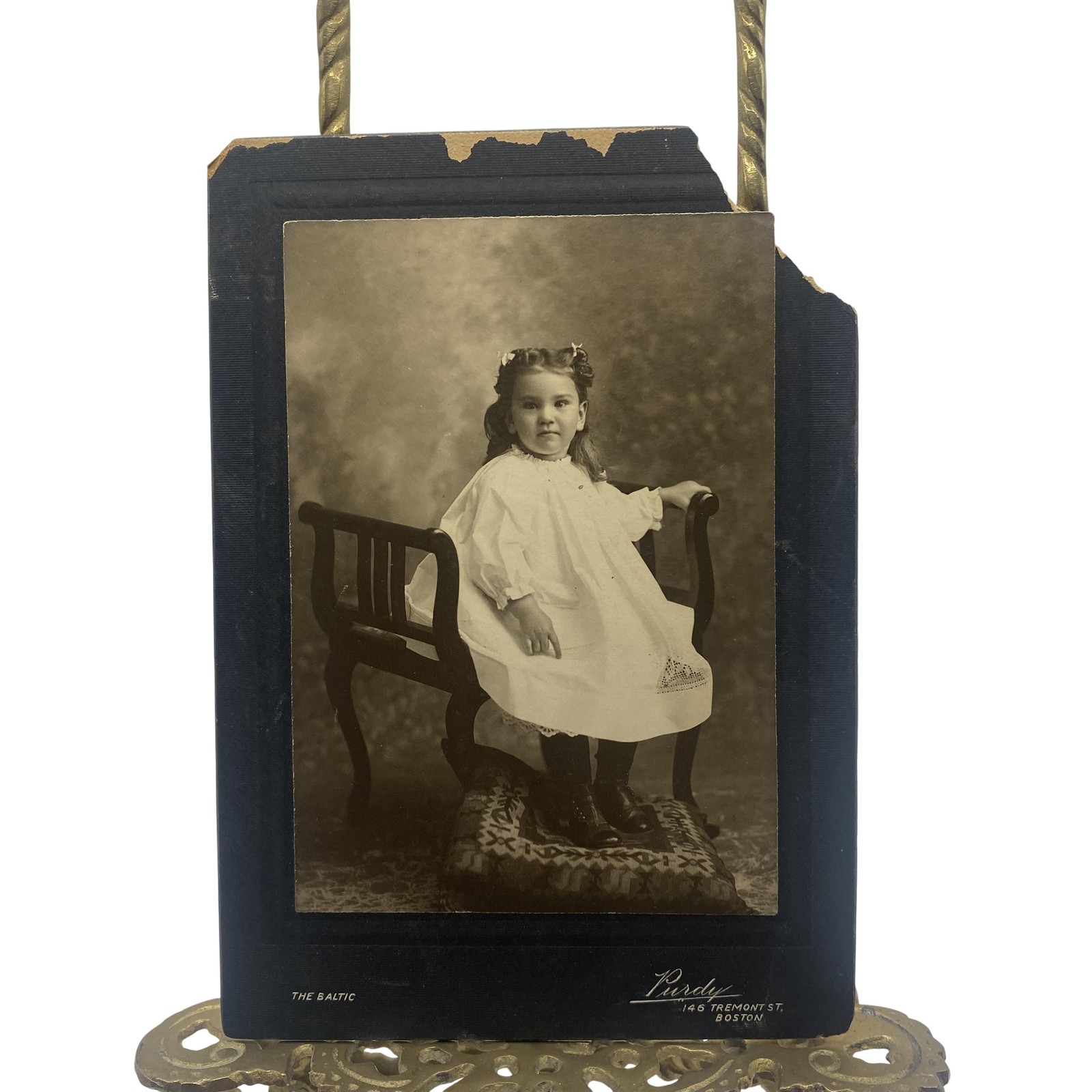 Vintage Purdy Boston Girl Portrait Cabinet Card Photo 5x7 Sepia Original Vintage Purdy Boston Girl Portrait Cabinet Card Photo 5x7 Sepia Original
