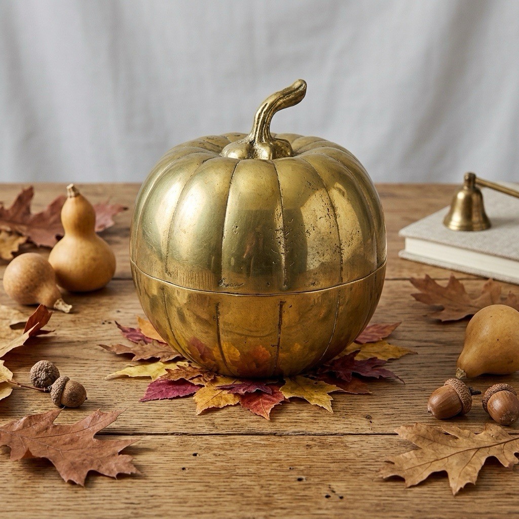Vintage Solid Brass Pumpkin Trinket Box Handmade Korea Williamsburg Mid-century Vintage Solid Brass Pumpkin Trinket Box Handmade Korea Williamsburg Mid-century