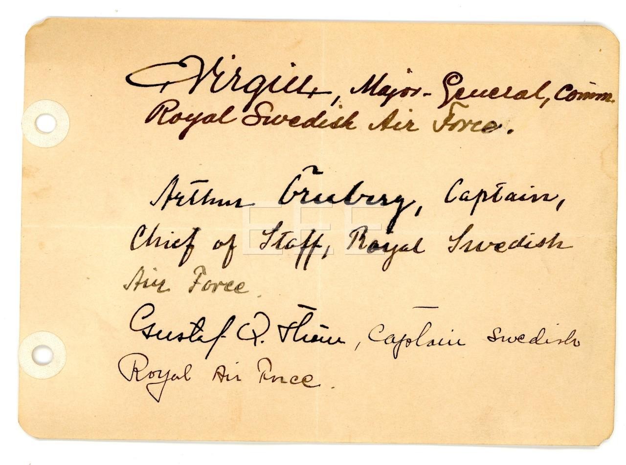 1930s Royal Swedish Air Force Plane Aviation Pilots Hand Signed Autographs Q287