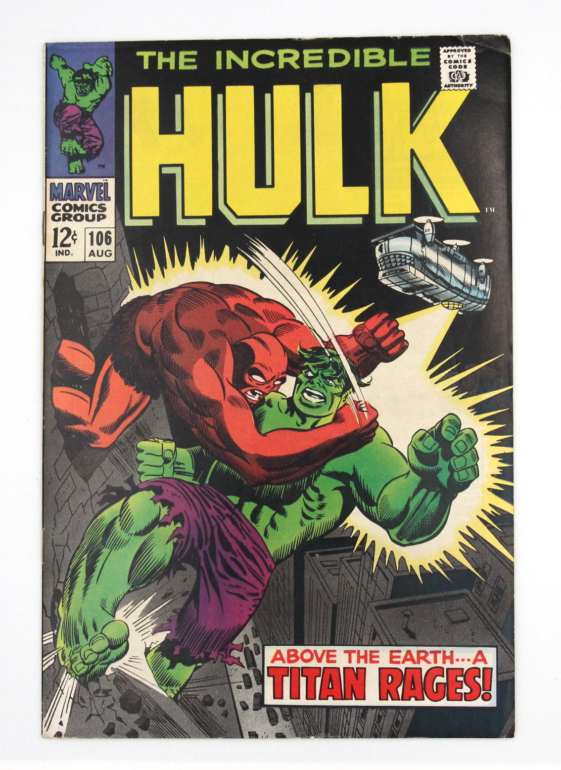 Incredible Hulk #106 Marvel Comics 1968 KEY MCU Death Missing Link Fury VF+