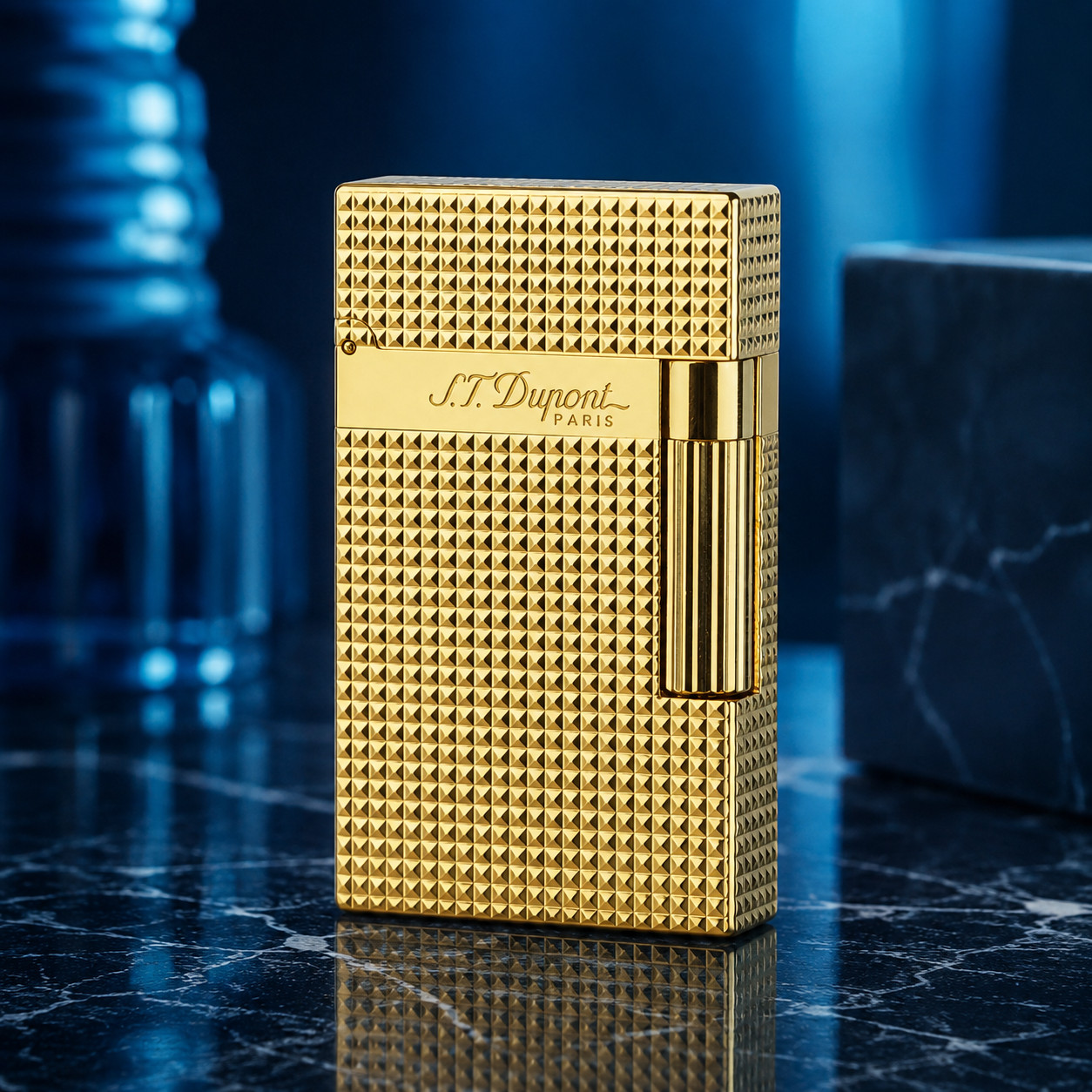 S.T. DUPONT Lighter Ligne2 Diamond head Gold Double Flame Ping Sound S.T. DUPONT Lighter Ligne2 Diamond head Gold Double Flame Ping Sound
