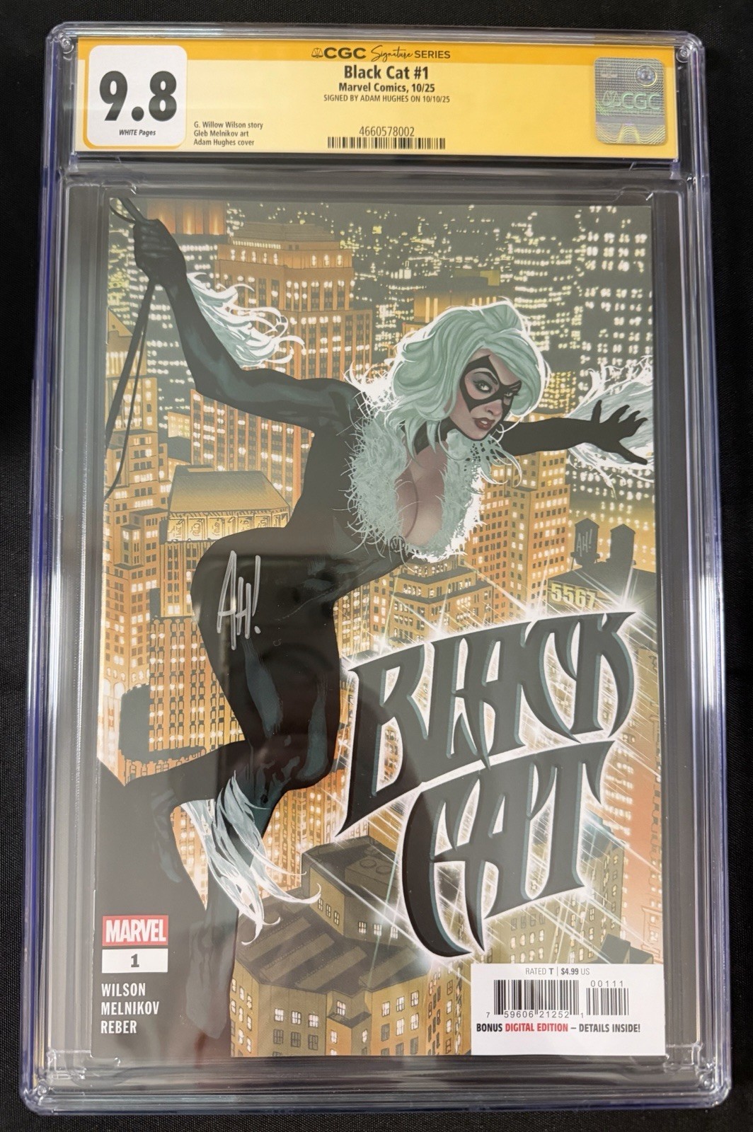 Black Cat #1 (2025) CGC 9.8 SS Signed Adam Hughes AH White Pages Marvel Black Cat #1 (2025) CGC 9.8 SS Signed Adam Hughes AH White Pages Marvel