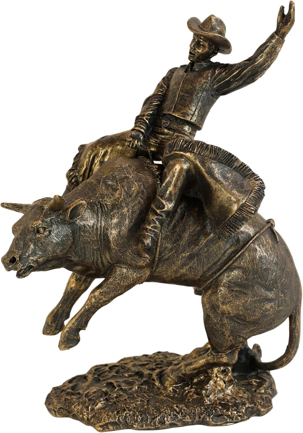 Ebros Rustic Western Rodeo Bull Rider Cowboy on Rearing Angry Bull Statue 10" Ta Ebros Rustic Western Rodeo Bull Rider Cowboy on Rearing Angry Bull Statue 10" Ta