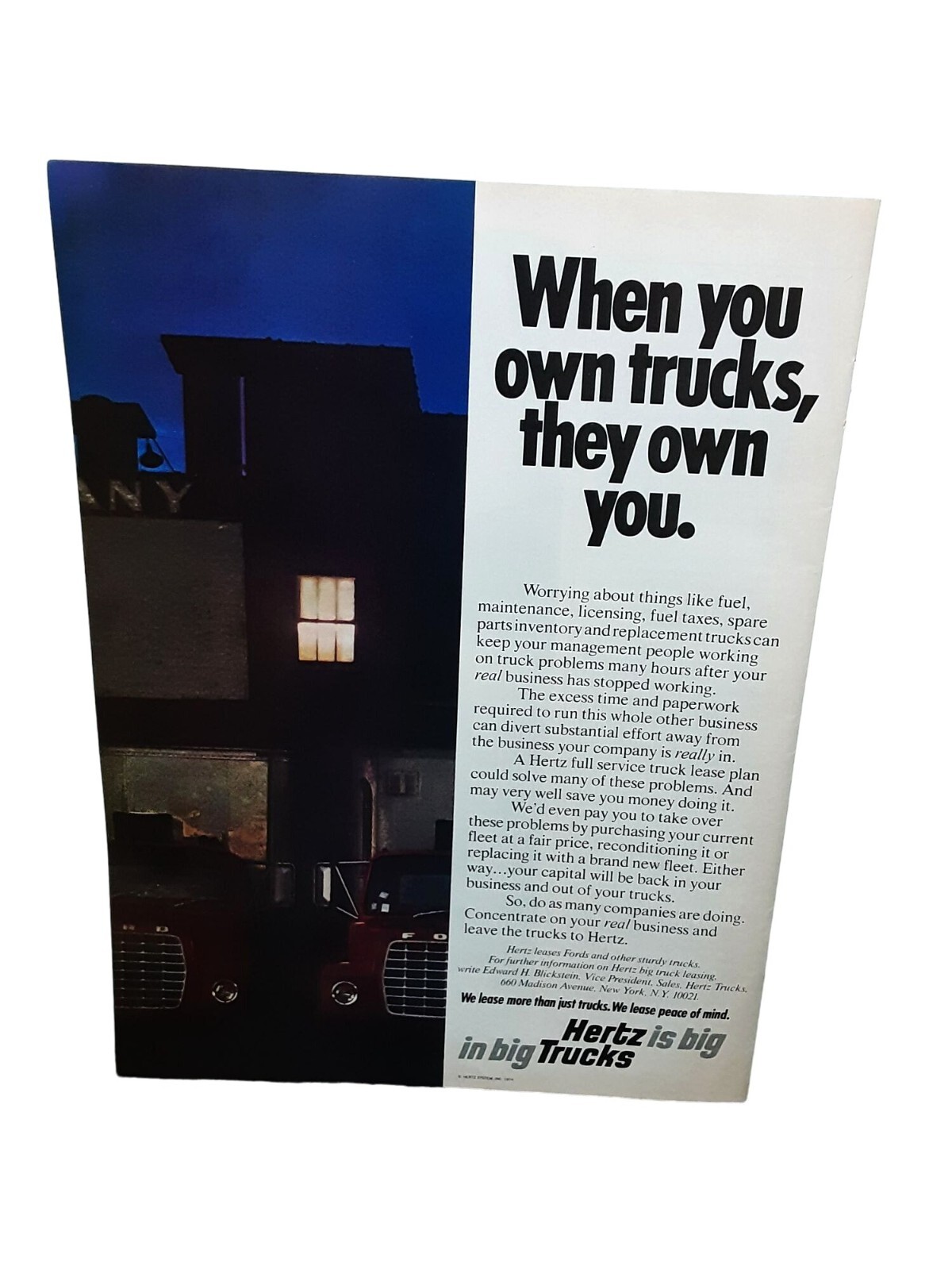 1974 Hertz Big Trucks They Own You Original Print Ad 1974 Hertz Big Trucks They Own You Original Print Ad