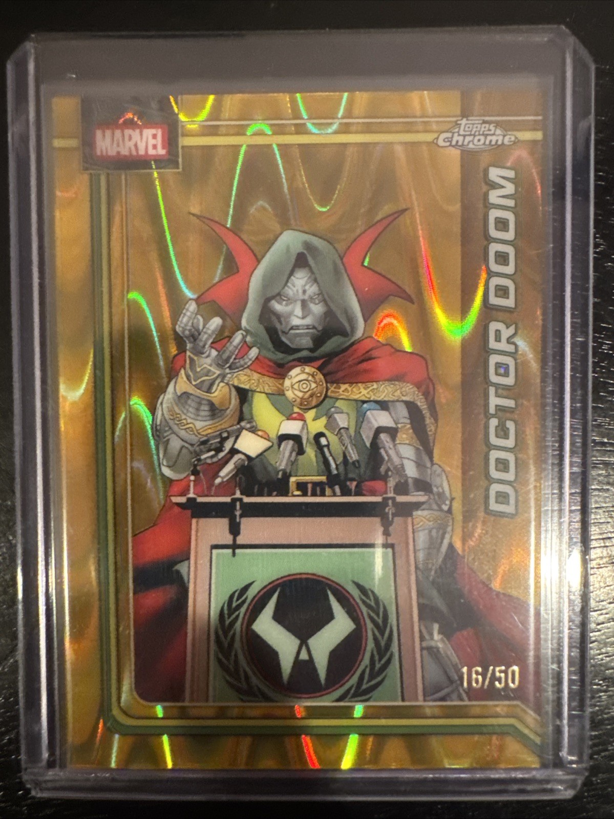 2026 Topps Chrome Marvel Comics Doctor Doom Gold Raywave Refractor /50 2026 Topps Chrome Marvel Comics Doctor Doom Gold Raywave Refractor /50