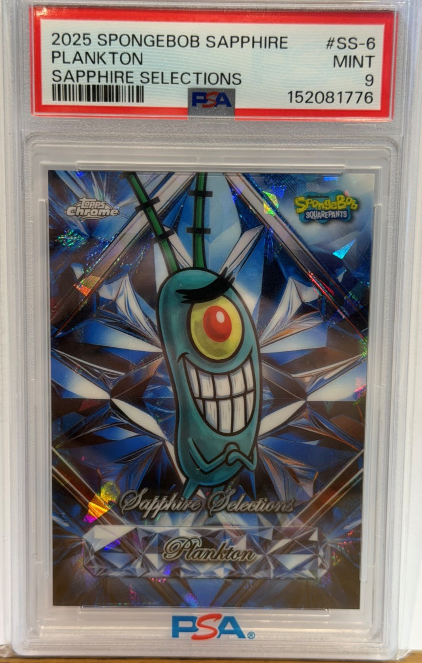 Topps Chrome 2025 SpongeBob SquarePants Sapphire Selections Plankton PSA 9 Topps Chrome 2025 SpongeBob SquarePants Sapphire Selections Plankton PSA 9