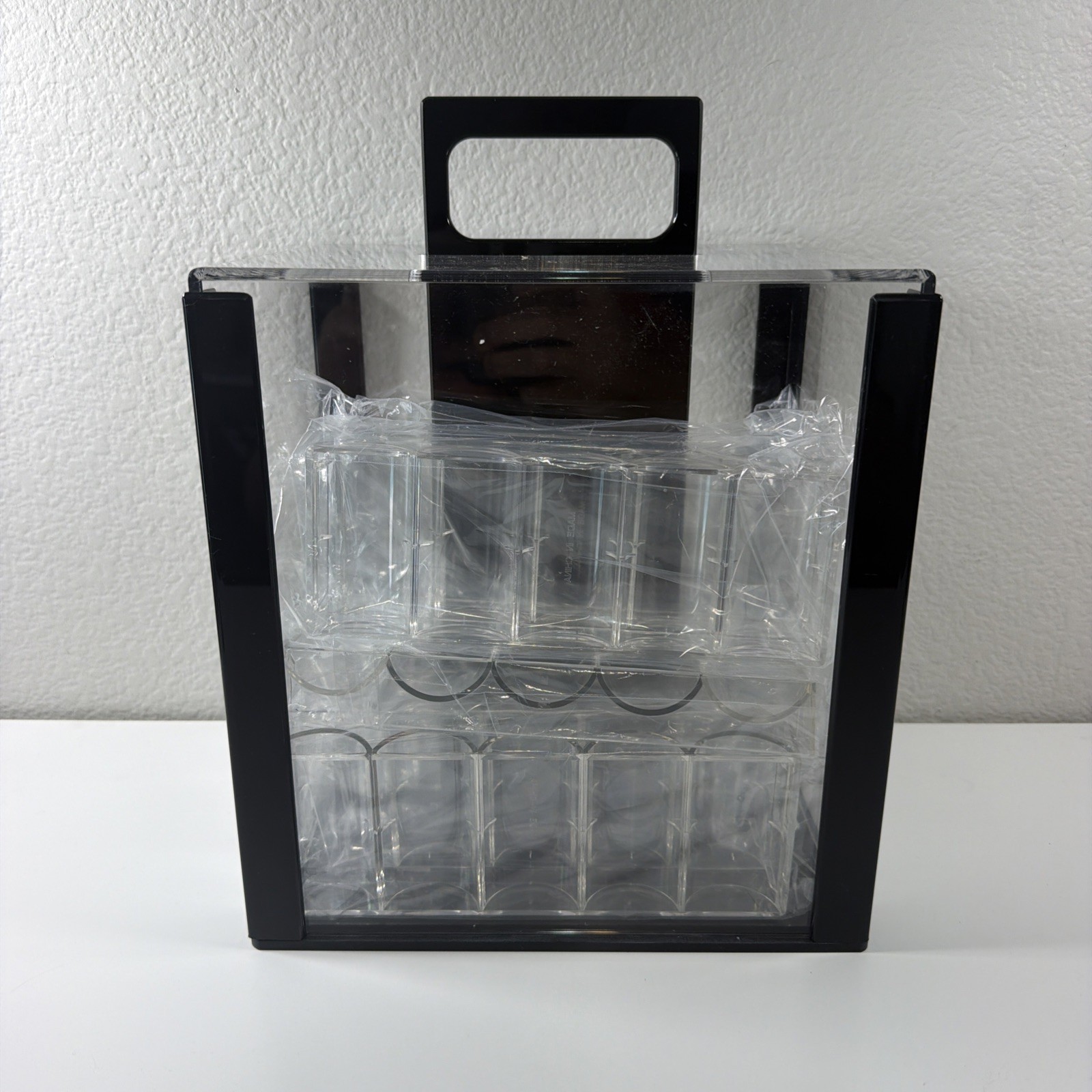 1,000ct Acrylic Poker Chip Case Casino Chips Carrier w/10 Chip Rack Trays New
