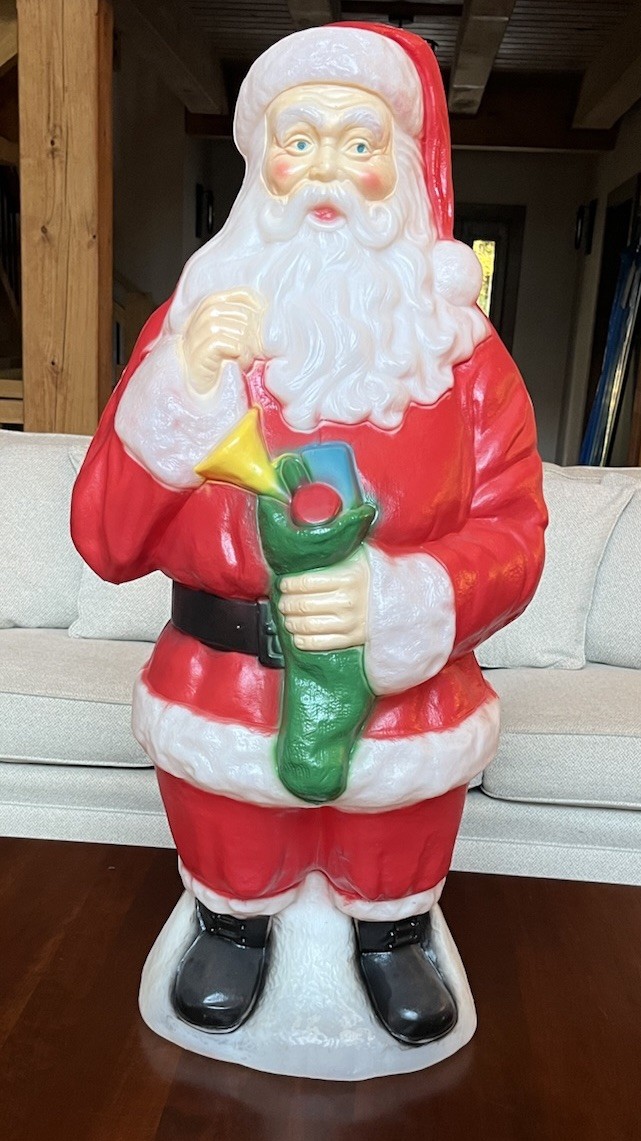 Vintage General Foam Plastics 40” Santa Holding A Stocking Blow Mold Lighted EUC Vintage General Foam Plastics 40” Santa Holding A Stocking Blow Mold Lighted EUC