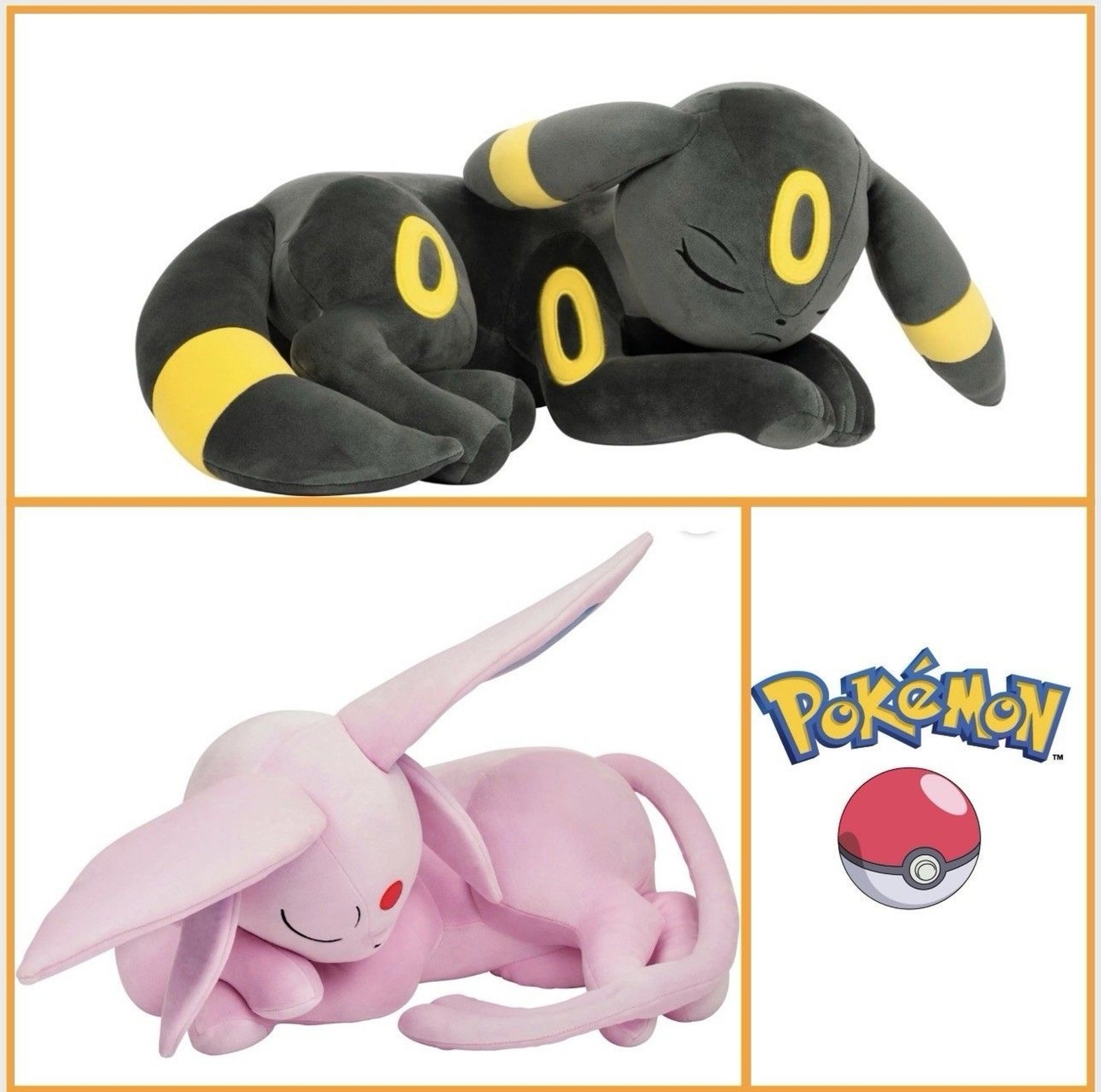 Pokemon Sleeping Plush Umbreon & Espeon 18" 2026 New With Tags Official Pokemon Sleeping Plush Umbreon & Espeon 18" 2026 New With Tags Official
