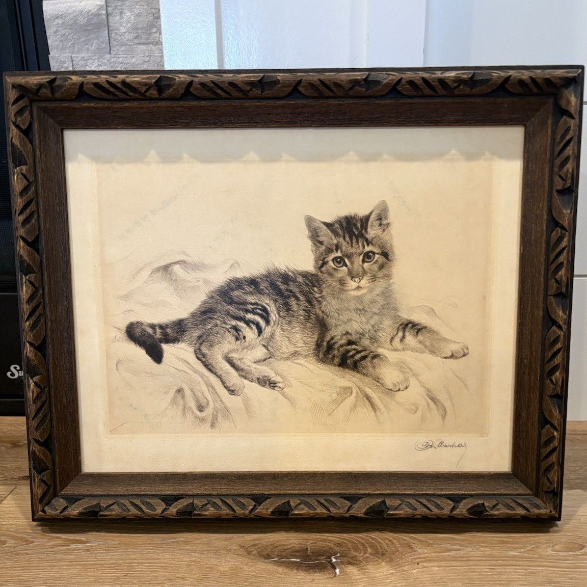 Antique Framed Kurt Meyer-Eberhardt Kitten Art. Antique Framed Kurt Meyer-Eberhardt Kitten Art.