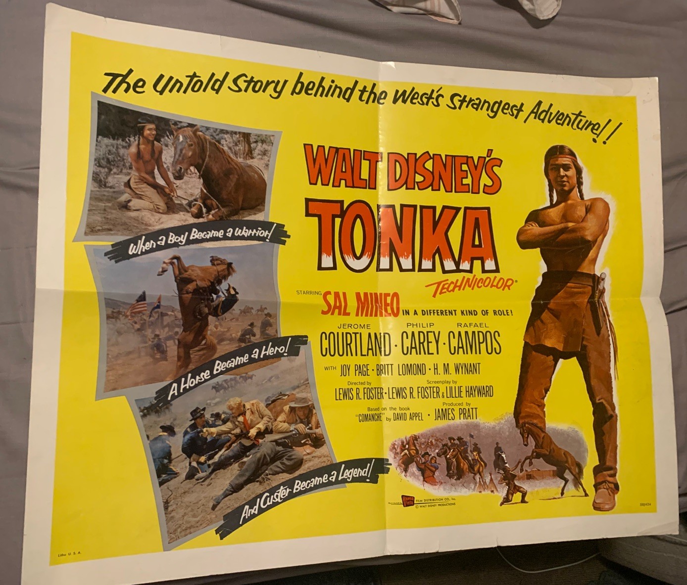 RARE Walt Disney’s “TONKA” Original 1958 Half Sheet Poster Starring SAL MINEO RARE Walt Disney’s “TONKA” Original 1958 Half Sheet Poster Starring SAL MINEO