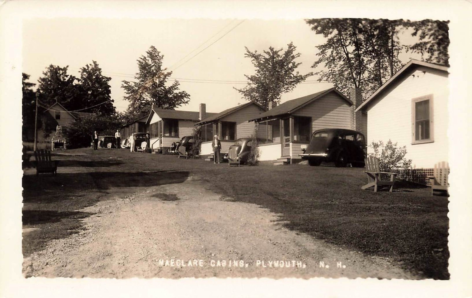 NEW HAMPSHIRE RPPC REAL PHOTO POSTCARD: MAECLARE CABINS, PLYMOUTH, NH