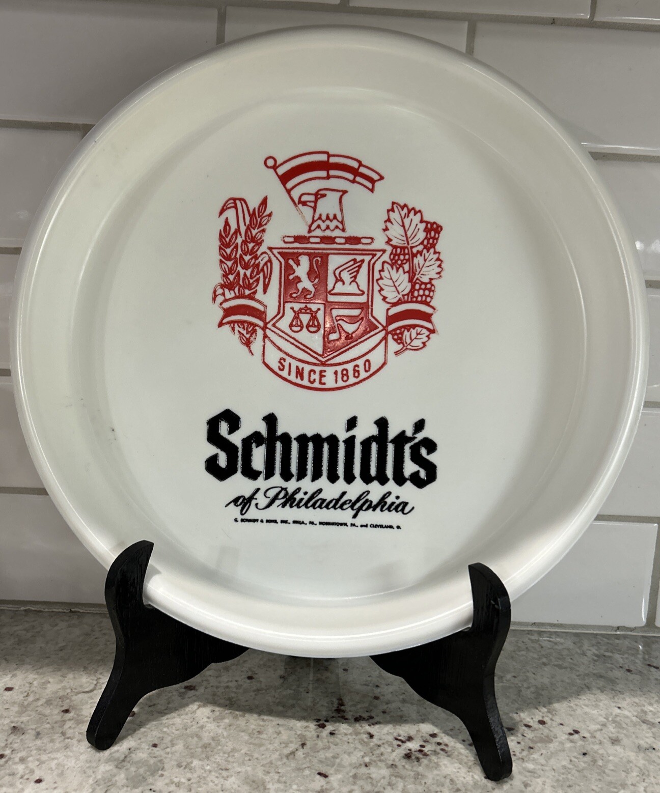 Vintage Schmidt's of Philly Beer Round Plastic Serving Tray - Advertising 13” Vintage Schmidt's of Philly Beer Round Plastic Serving Tray - Advertising 13”