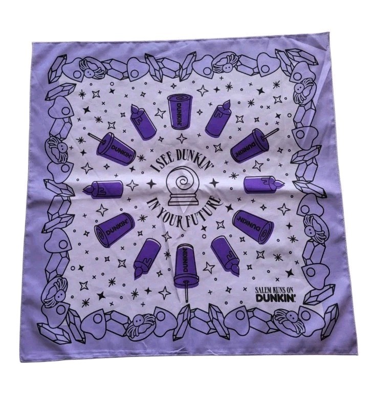 NEW 2025 Salem Runs On Dunkin' Donuts Decorative Bandana Purple HTF RARE LE
