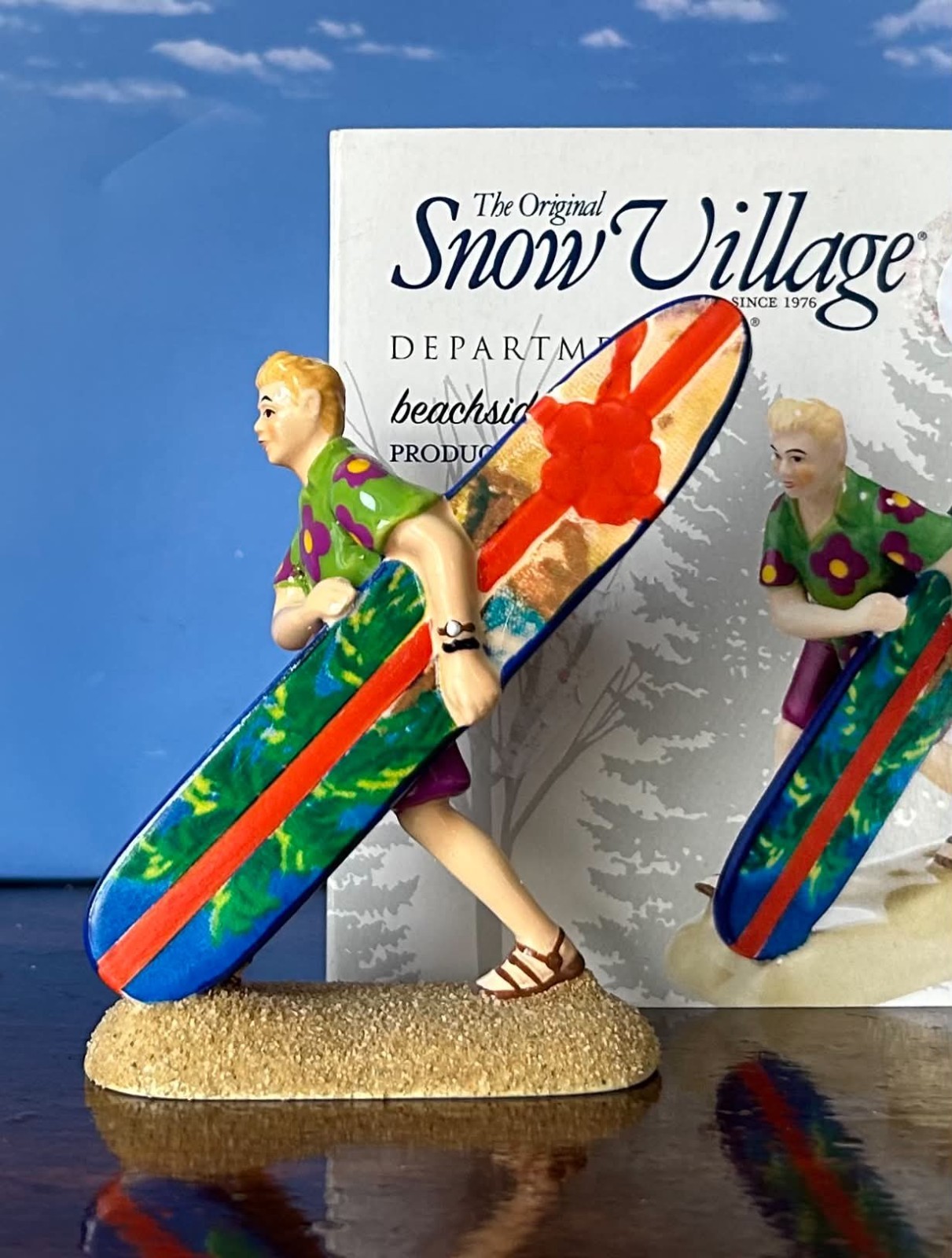 Dept 56 Snow Village BEACHSIDE CHRISTMAS Rare, Surfing, Surfboard, Ocean, Waves
