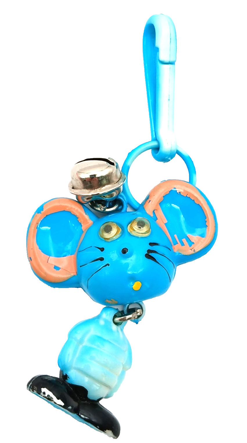 Vintage 1980s Charm Blue Mouse Googly Eyes for Plastic Clip Necklace Vintage 1980s Charm Blue Mouse Googly Eyes for Plastic Clip Necklace