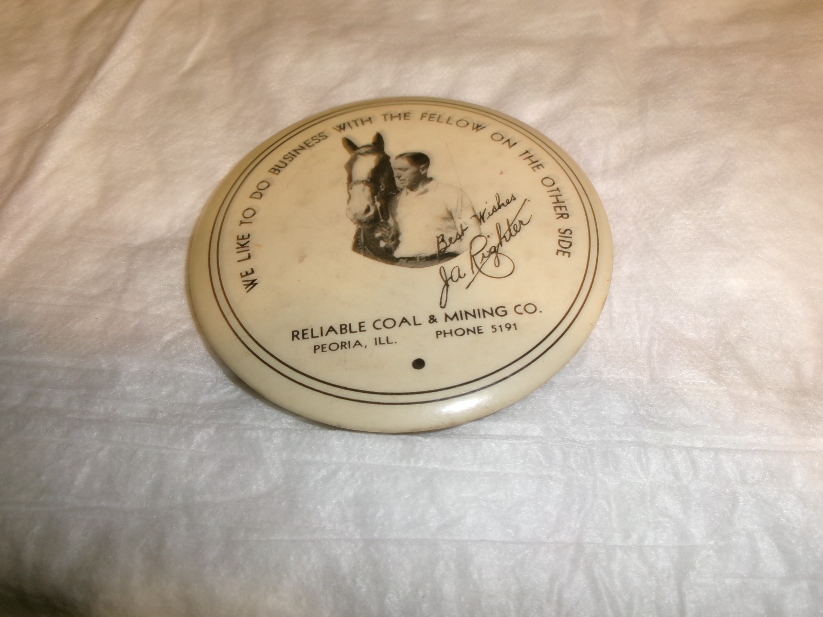 Vintage Pocket Mirror for Reliable Coal & Mining Co., Peoria Illinois