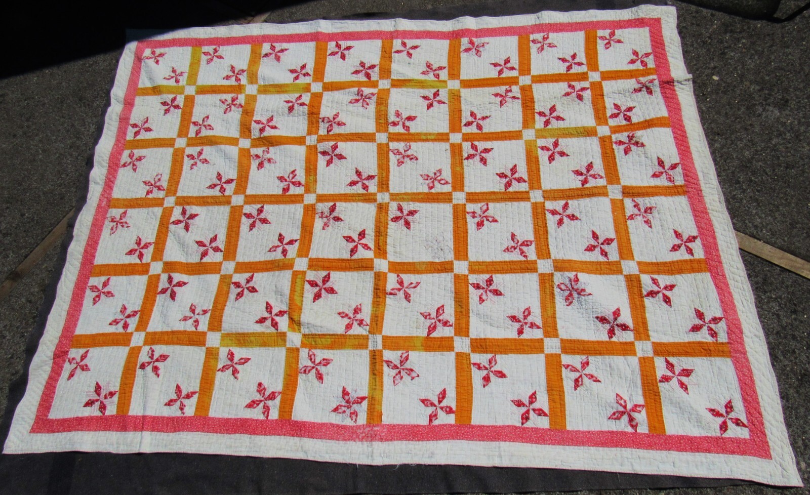 Antique 1800s Hand Stitched American Quilt 59" x 79"