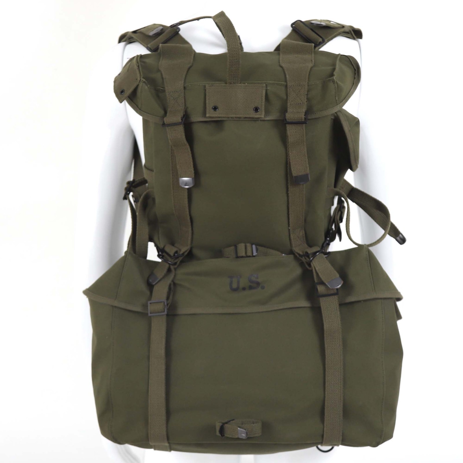 US M1945 Canvas Haversack 3-Piece Set, Olive Green, Dual Compartments US M1945 Canvas Haversack 3-Piece Set, Olive Green, Dual Compartments