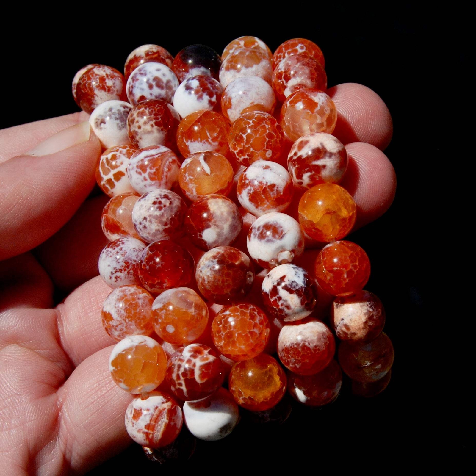 Mexican Fire Agate Crystal Bracelet, 10mm Beads Mexican Fire Agate Crystal Bracelet, 10mm Beads