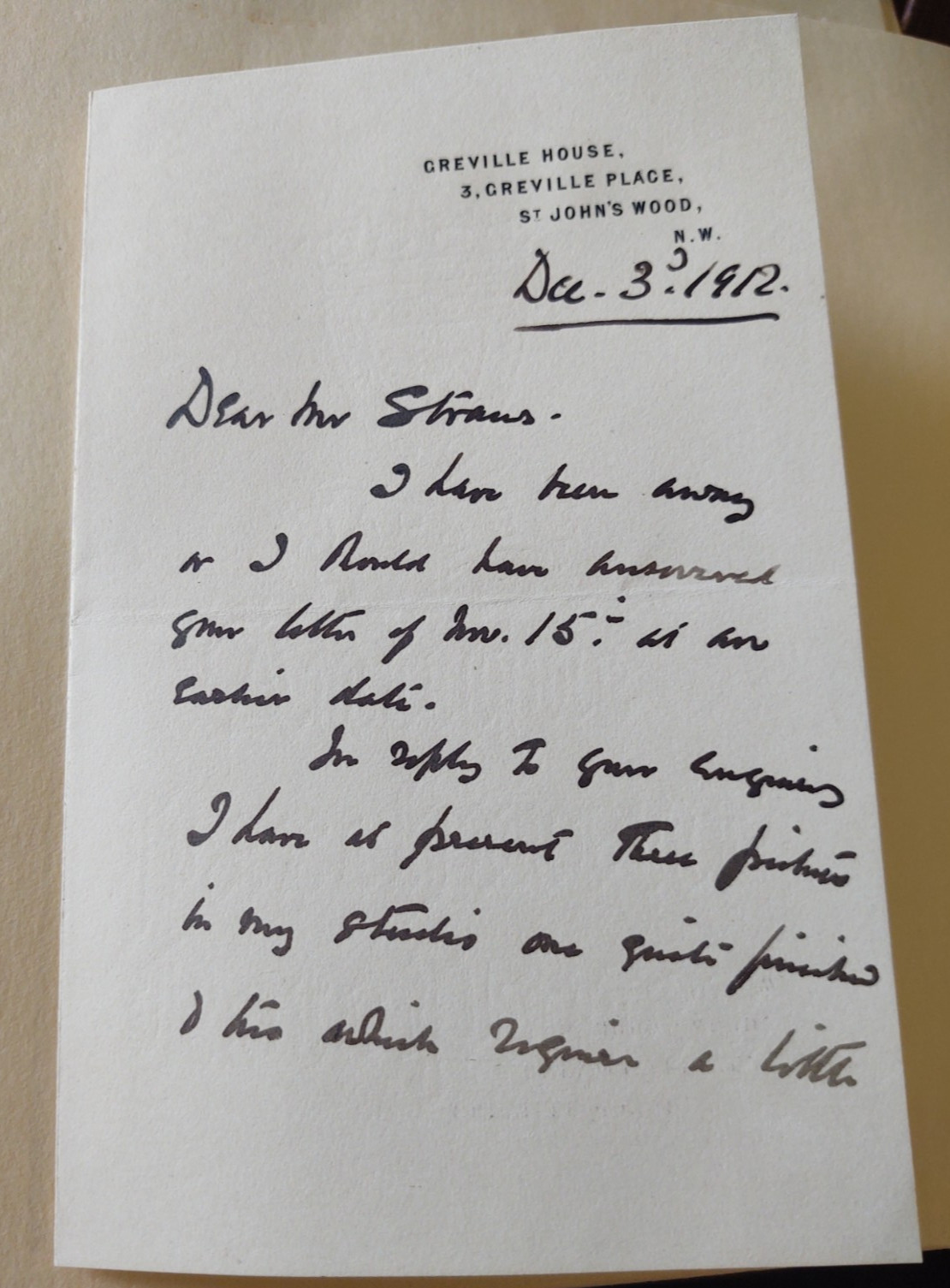 ALS 2 pg British painter Sir Francis Bernard Dicksee 1912 ALS 2 pg British painter Sir Francis Bernard Dicksee 1912