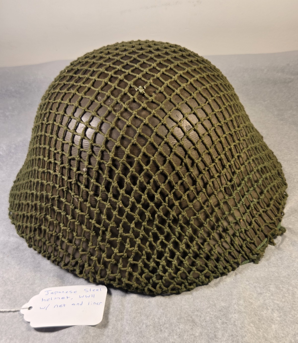 WWII Japanese Helmet Type 90 Civil Defense Kanji Inscribed British Liner & Net WWII Japanese Helmet Type 90 Civil Defense Kanji Inscribed British Liner & Net
