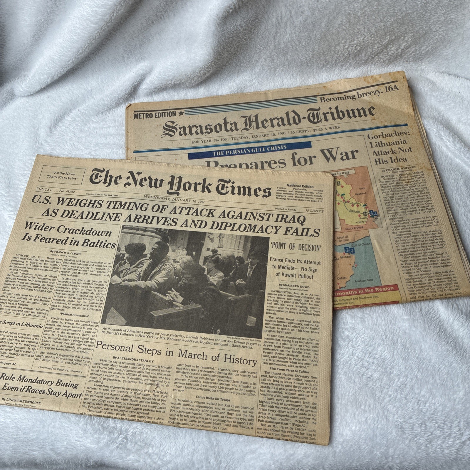 1991 Gulf War Newspapers NY Times Sarasota Herald Tribune Iraq Desert Storm 1991 Gulf War Newspapers NY Times Sarasota Herald Tribune Iraq Desert Storm
